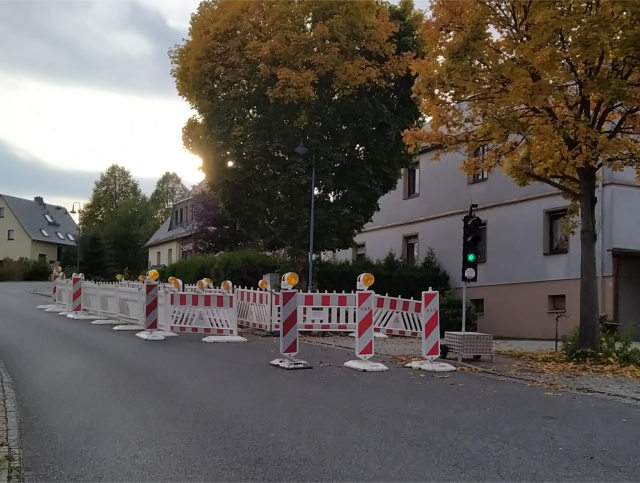 Baustelle der Telekom auf der Scheibenberger Straße