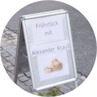 Bürgerfrühstück mit Alexander Krauß, Aufsteller
